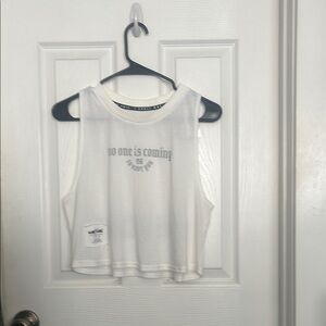 White Graphic Tank Top